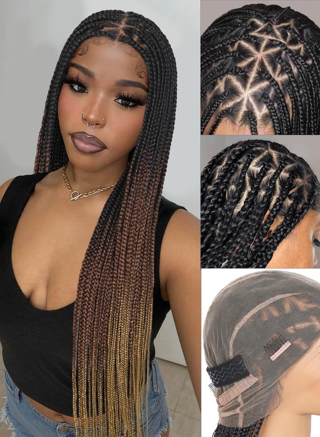 HANNE Full Lace Braided Wigs for Black Women Knotless Braided Wigs with Baby Hair 100% Handmade HD Lace Synthetic Box Braid Wig - Image 1
